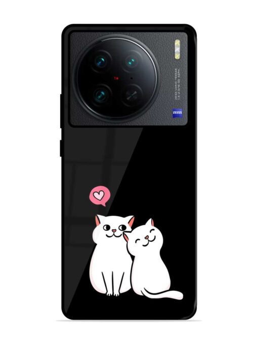 Cat Love Glossy Metal Phone Cover for Vivo X90 Pro Zapvi