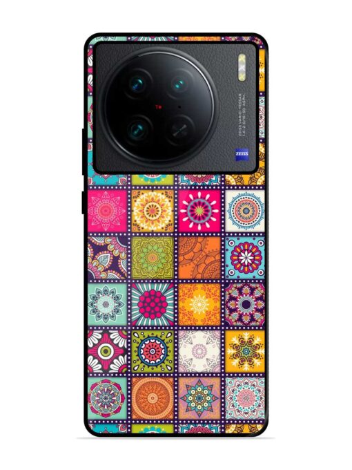 Seamless Pattern Vintage Glossy Metal Phone Cover for Vivo X90 Pro