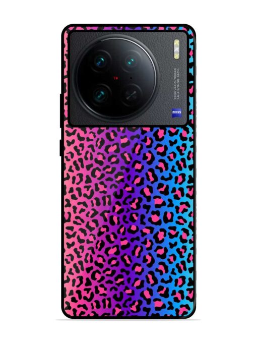 Colorful Leopard Seamless Glossy Metal Phone Cover for Vivo X90 Pro