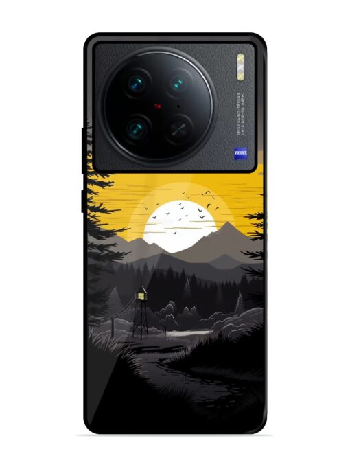 Sunset Vector Glossy Metal Phone Cover for Vivo X90 Pro