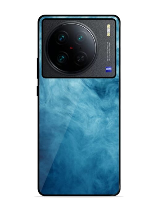 Blue Smoke Art Glossy Metal Phone Cover for Vivo X90 Pro Zapvi