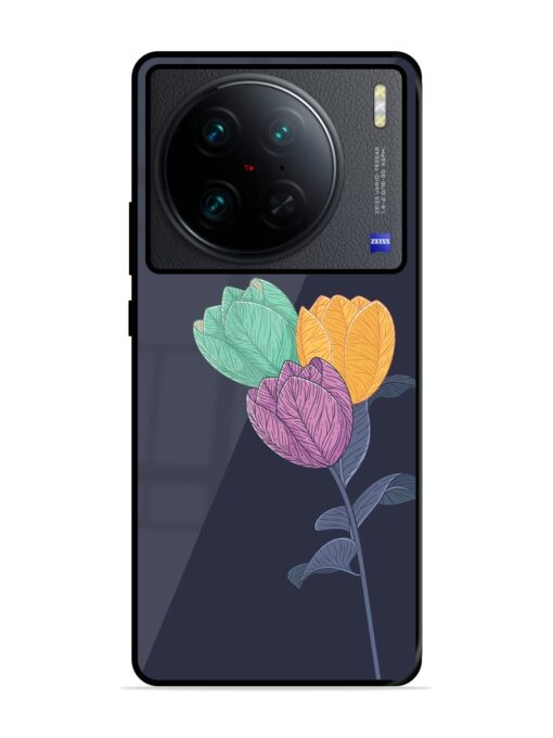 Flower Vector Glossy Metal Phone Cover for Vivo X90 Pro