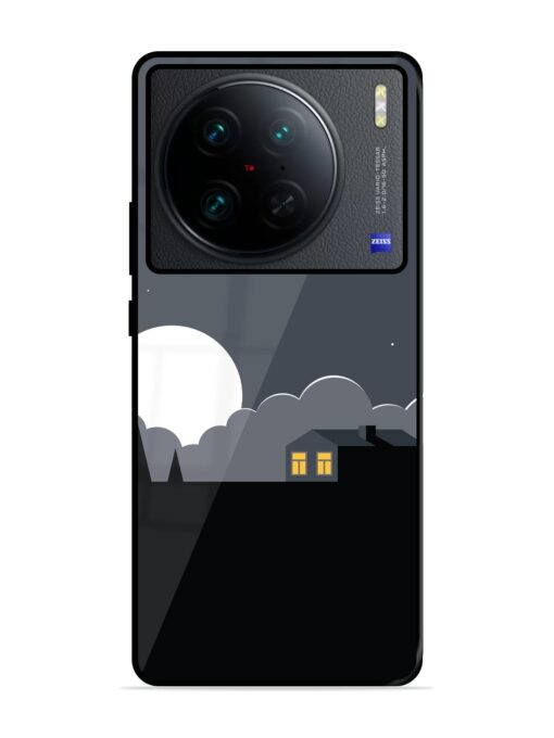 Full Moon Vector Art Glossy Metal Phone Cover for Vivo X90 Pro