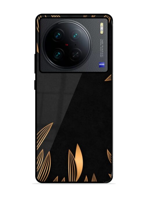 Golden Leaf Pattern Glossy Metal Phone Cover for Vivo X90 Pro