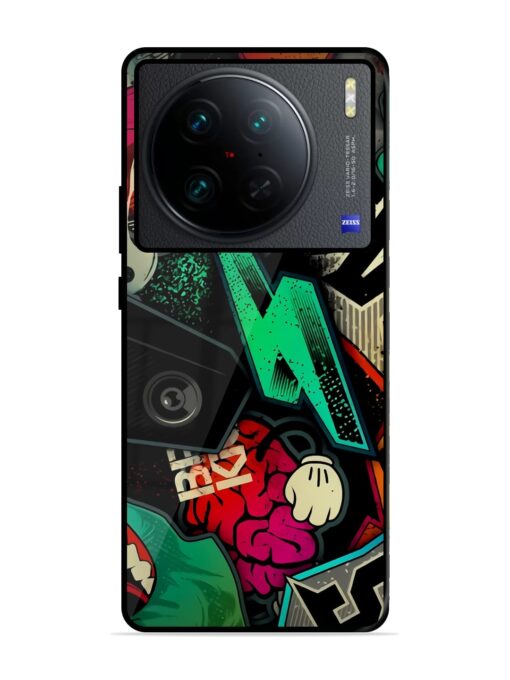 Graffiti Art Glossy Metal Phone Cover for Vivo X90 Pro