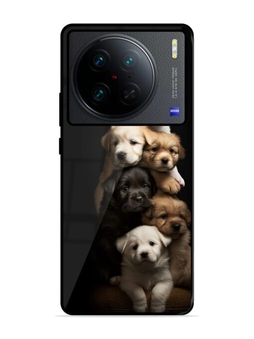 Cute Baby Dogs Glossy Metal Phone Cover for Vivo X90 Pro