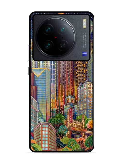 Cityscapes Art Glossy Metal Phone Cover for Vivo X90 Pro Zapvi