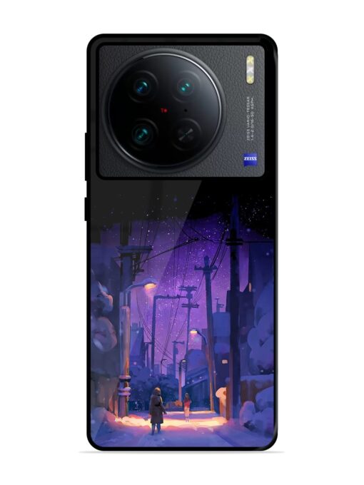 Winter Anime Art Glossy Metal Phone Cover for Vivo X90 Pro