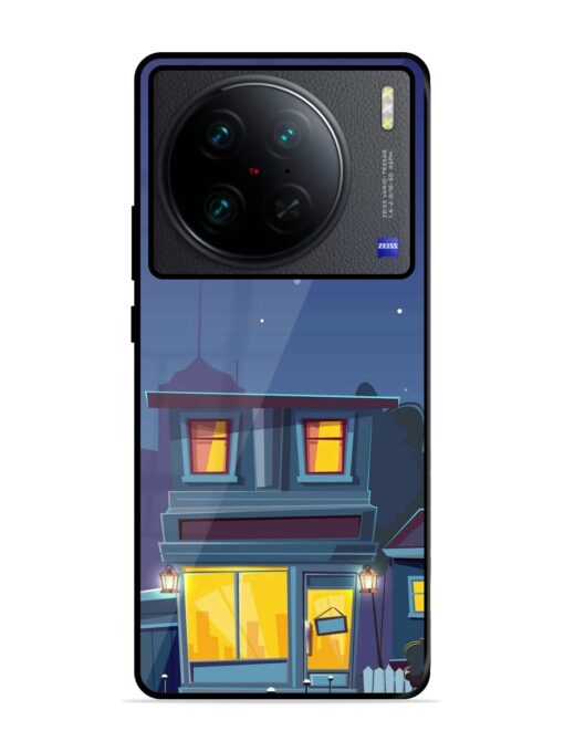 Vector Night House Glossy Metal Phone Cover for Vivo X90 Pro