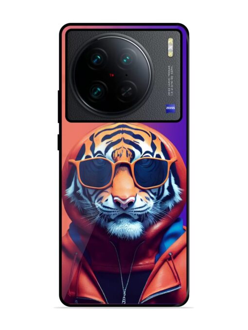 Tiger Animation Glossy Metal Phone Cover for Vivo X90 Pro