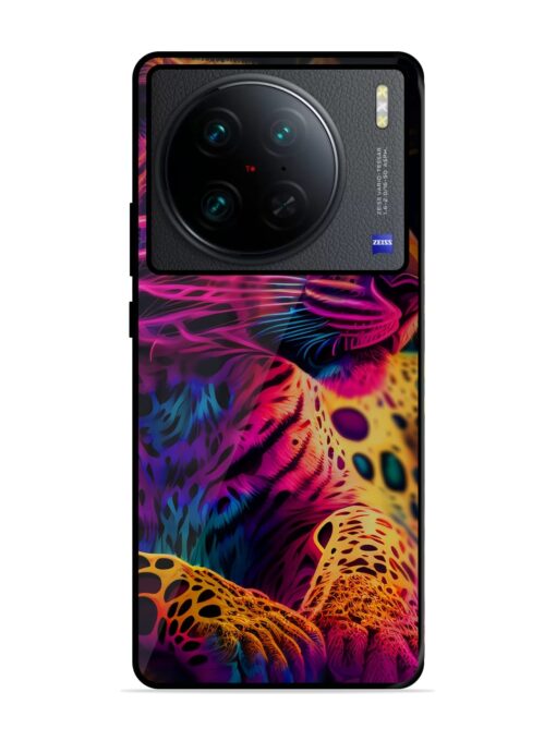 Leopard Art Glossy Metal Phone Cover for Vivo X90 Pro