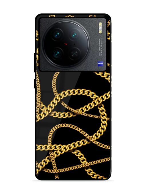 Decorative Golde Chain Glossy Metal Phone Cover for Vivo X90 Pro