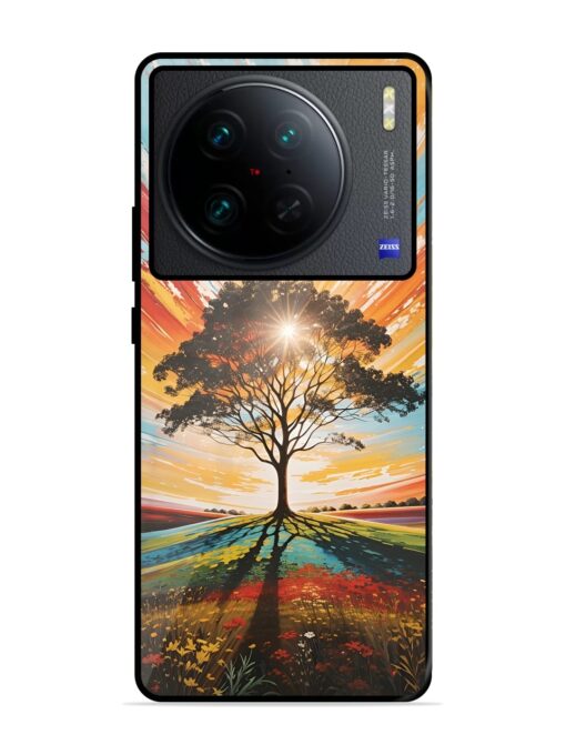 Abstract Tree Colorful Art Glossy Metal Phone Cover for Vivo X90 Pro Zapvi