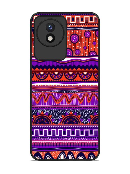 Ethnic Seamless Pattern Glossy Metal TPU Phone Cover for Vivo Y02 Zapvi