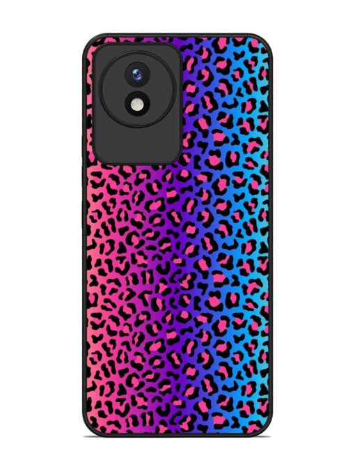 Colorful Leopard Seamless Glossy Metal Phone Cover for Vivo Y02