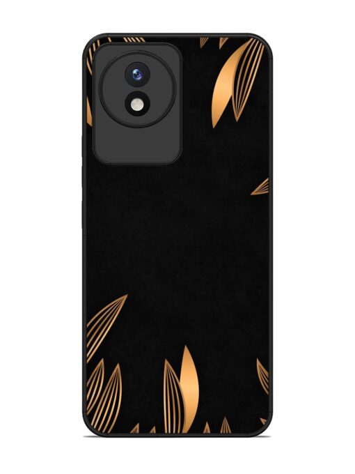 Golden Leaf Pattern Glossy Metal Phone Cover for Vivo Y02