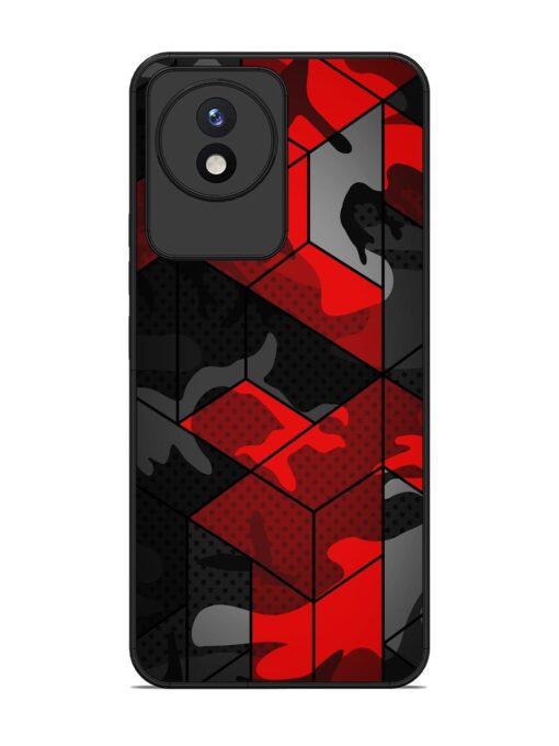 Royal Red Camouflage Pattern Glossy Metal Phone Cover for Vivo Y02