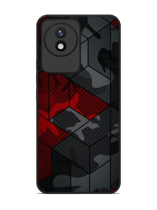 Red And Grey Pattern Glossy Metal Phone Cover for Vivo Y02