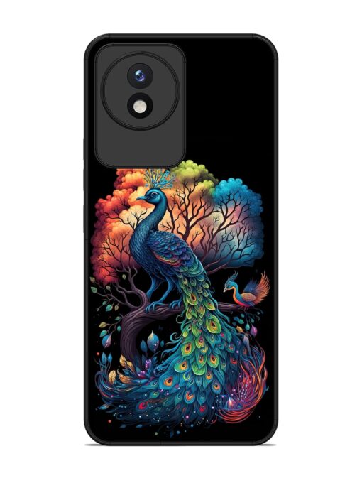 Peacock Tree Art Glossy Metal Phone Cover for Vivo Y02