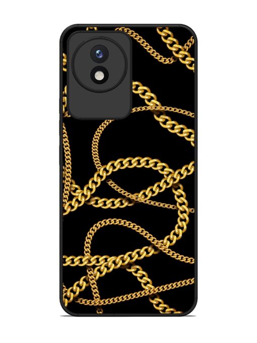 Decorative Golde Chain Glossy Metal Phone Cover for Vivo Y02