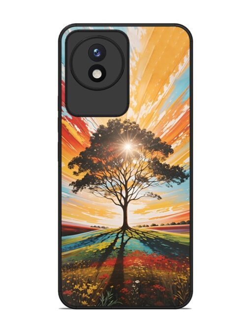 Abstract Tree Colorful Art Glossy Metal Phone Cover for Vivo Y02 Zapvi