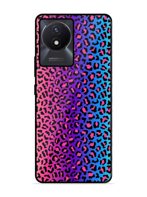 Colorful Leopard Seamless Glossy Metal Phone Cover for Vivo Y02T Zapvi