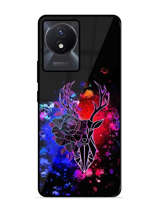 Floral Deer Art Glossy Metal Phone Cover for Vivo Y02T Zapvi