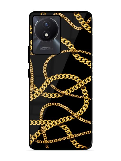 Decorative Golde Chain Glossy Metal Phone Cover for Vivo Y02T