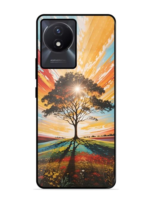 Abstract Tree Colorful Art Glossy Metal Phone Cover for Vivo Y02T Zapvi