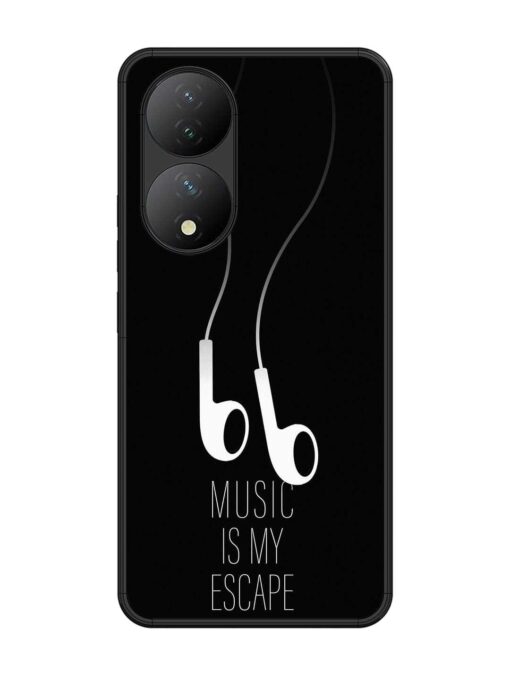 Music Is My Escape Glossy Metal Phone Cover for Vivo Y100 (5G) Zapvi