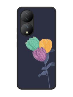 Flower Vector Glossy Metal Phone Cover for Vivo Y100 (5G)