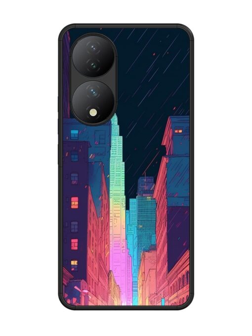 Minimal City Art Glossy Metal Phone Cover for Vivo Y100 (5G) Zapvi