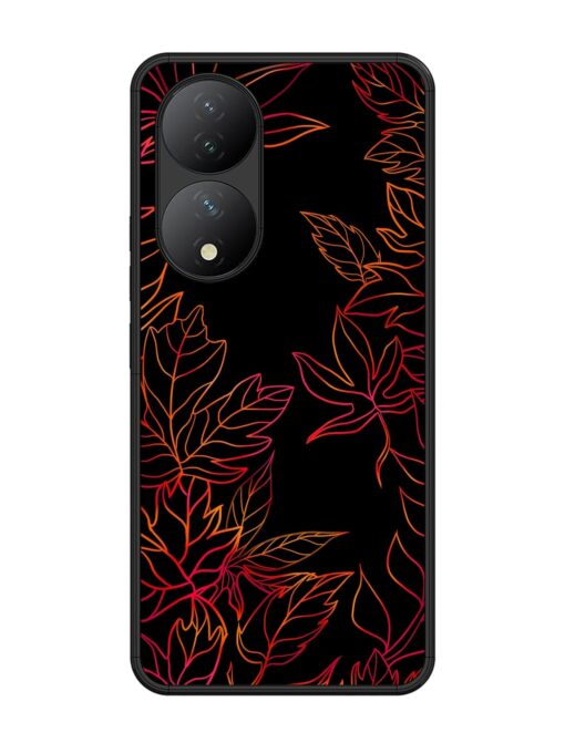 Red Floral Pattern Glossy Metal Phone Cover for Vivo Y100 (5G) Zapvi