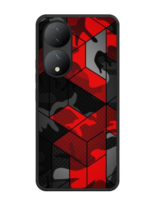 Royal Red Camouflage Pattern Glossy Metal Phone Cover for Vivo Y100 (5G) Zapvi