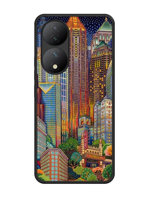 Cityscapes Art Glossy Metal Phone Cover for Vivo Y100 (5G)