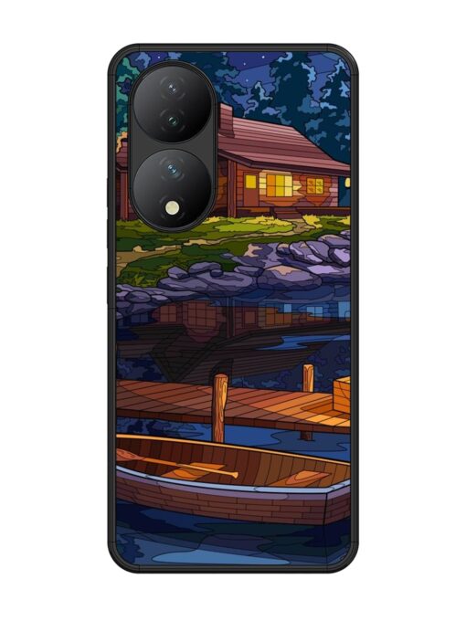 Village Night Scene Glossy Metal Phone Cover for Vivo Y100 (5G) Zapvi