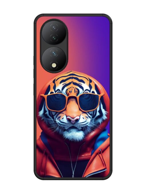 Tiger Animation Glossy Metal Phone Cover for Vivo Y100 (5G) Zapvi