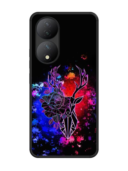 Floral Deer Art Glossy Metal Phone Cover for Vivo Y100 (5G) Zapvi