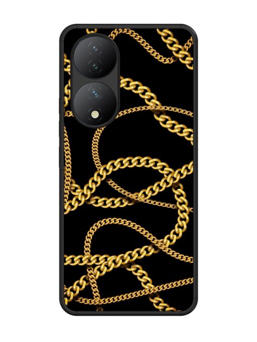 Decorative Golde Chain Glossy Metal Phone Cover for Vivo Y100 (5G) Zapvi