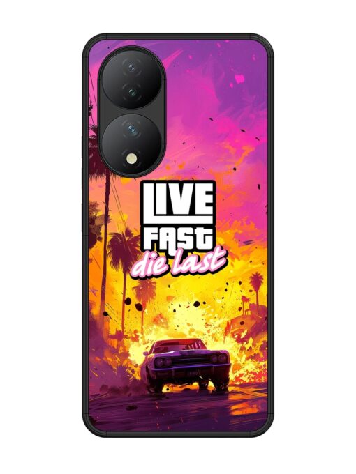 Live Fast Glossy Metal Phone Cover for Vivo Y100 (5G) Zapvi