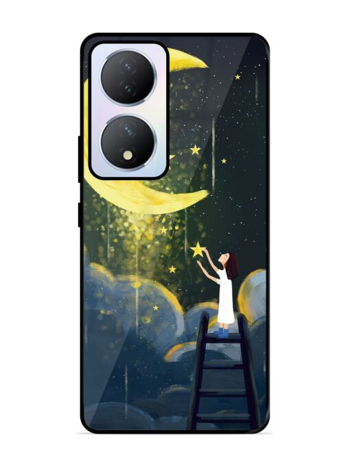 Moonlight Healing Night Illustration Glossy Metal TPU Phone Cover for Vivo Y100A (5G)