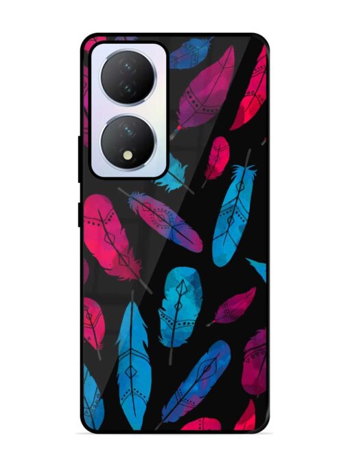 Feather Art Glossy Metal Phone Cover for Vivo Y100A (5G) Zapvi