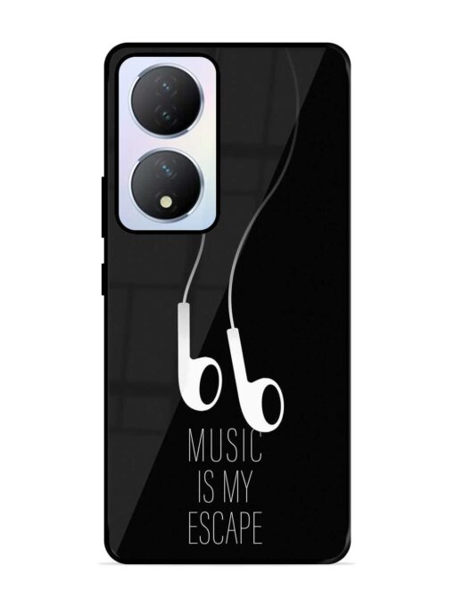 Music Is My Escape Glossy Metal Phone Cover for Vivo Y100A (5G) Zapvi