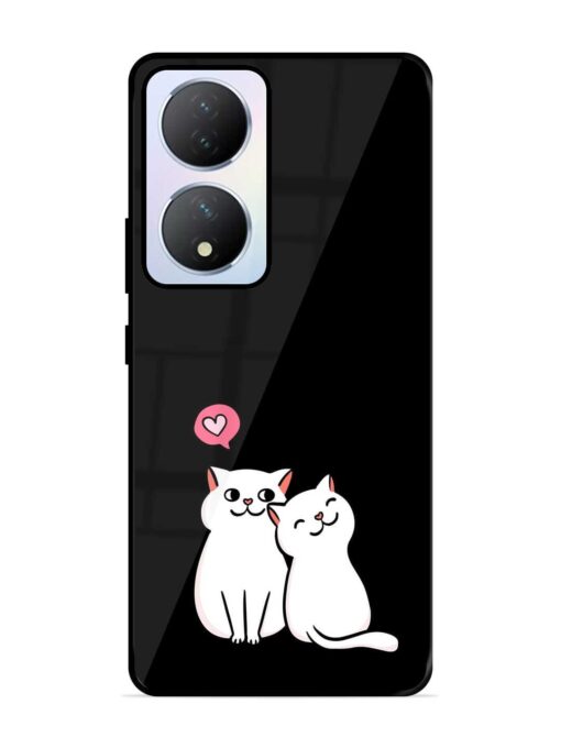 Cat Love Glossy Metal Phone Cover for Vivo Y100A (5G) Zapvi