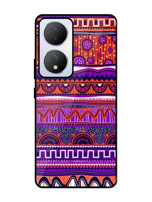 Ethnic Seamless Pattern Glossy Metal TPU Phone Cover for Vivo Y100A (5G) Zapvi