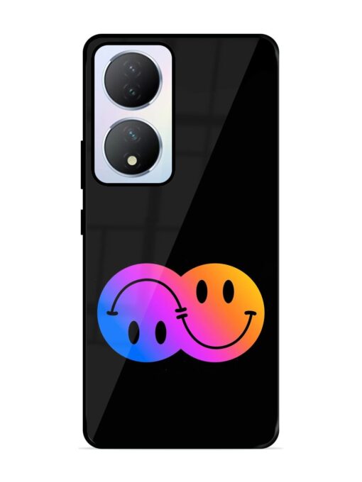 Gradient Smile Art Glossy Metal TPU Phone Cover for Vivo Y100A (5G)