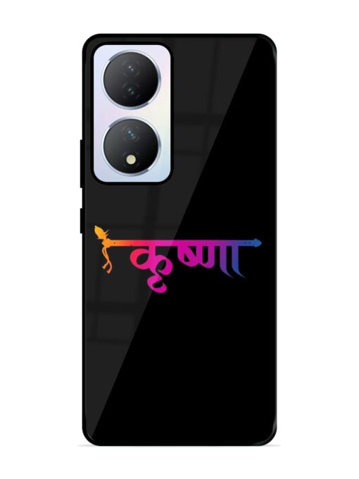 Krishna Typo Glossy Metal Phone Cover for Vivo Y100A (5G) Zapvi