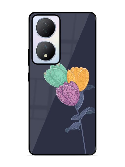 Flower Vector Glossy Metal Phone Cover for Vivo Y100A (5G) Zapvi