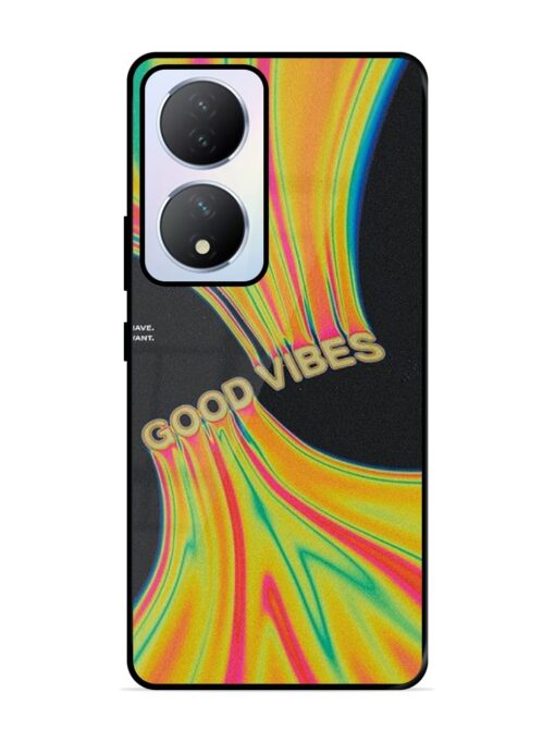 Good Vibes Glossy Metal Phone Cover for Vivo Y100A (5G)