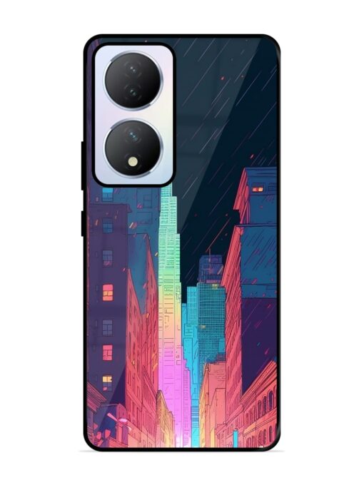 Minimal City Art Glossy Metal Phone Cover for Vivo Y100A (5G) Zapvi